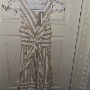 Tan&white striped Mini Dress Brand new with tag still attached size medium